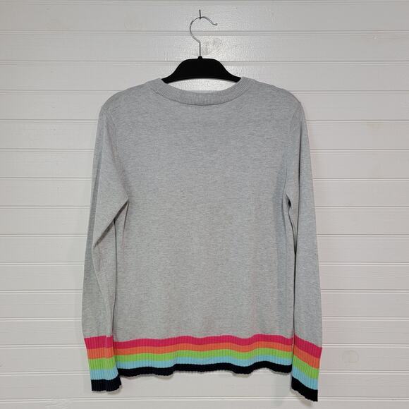 Alashan Cotton Cashmere Crew Neck Sweater Size Small Rainbow 3D Knit Colorful - Picture 2 of 8